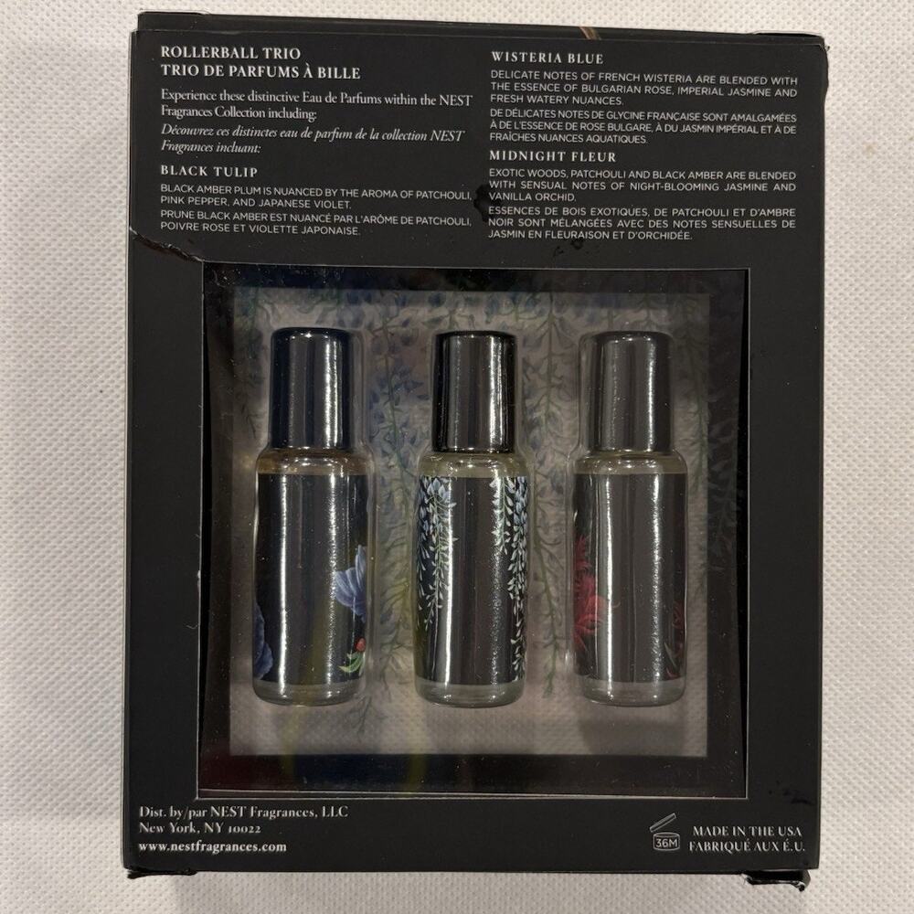 NEST Eau De Parfum Rollerball Trio Blk Tulip Wisteria Midnight Fleur perfume - Picture 2 of 4